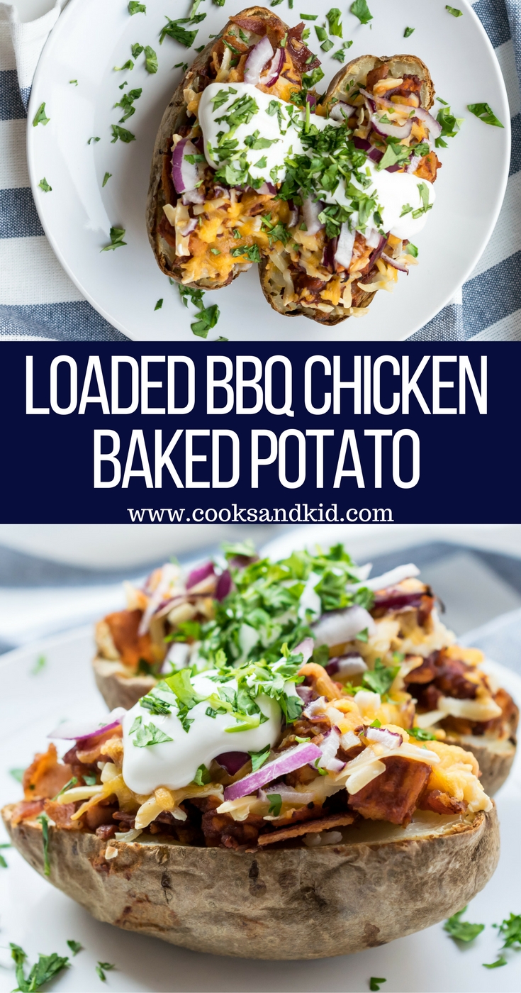 Loaded BBQ Chicken Baked Potatoes - Recipe By Cooks And Kid