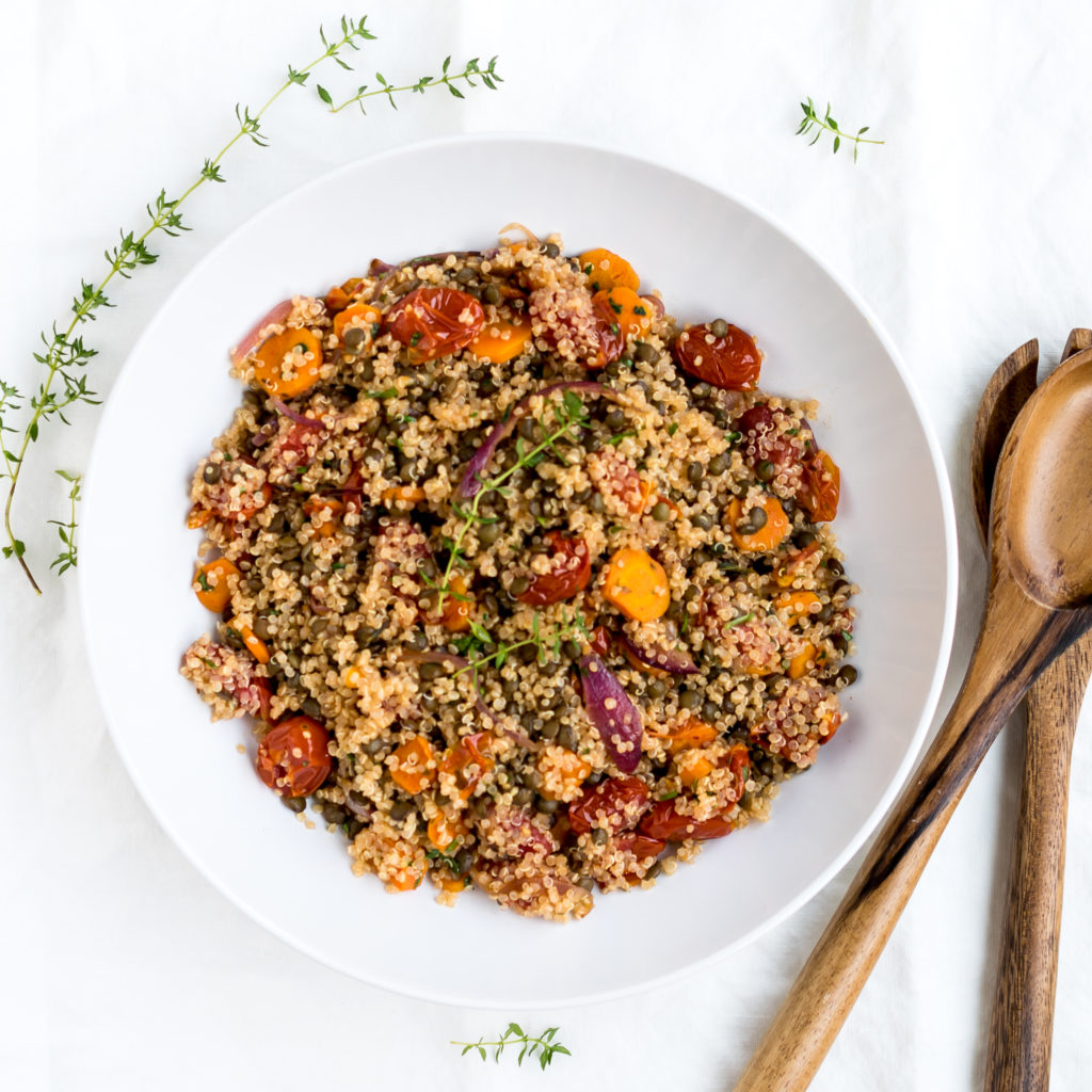 Roasted Vegetable Salad with Quinoa and Lentils - By Cooks and Kid
