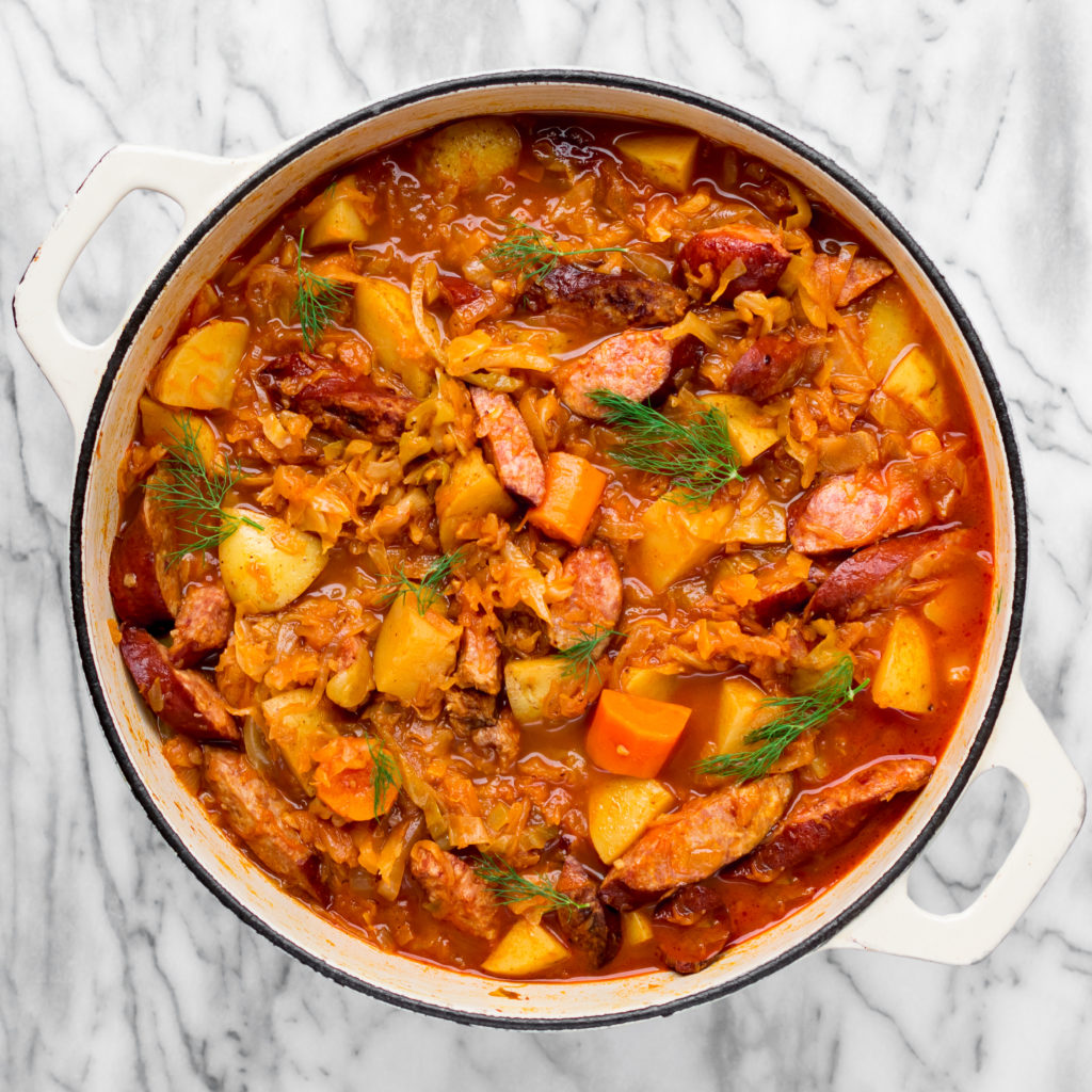 Kielbasa, Cabbage And Potato Stew - Cooks And Kid